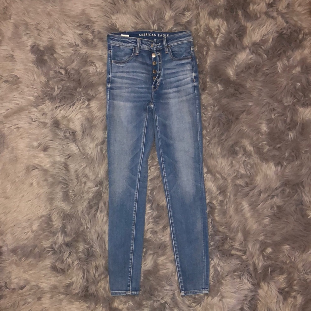 American Eagle button front fly skinny jeans Sz 2